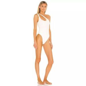 L*Space NWT Phoebe Classic One Shoulder One Piece Ribbed Swimsuit Cream Size‎ 8